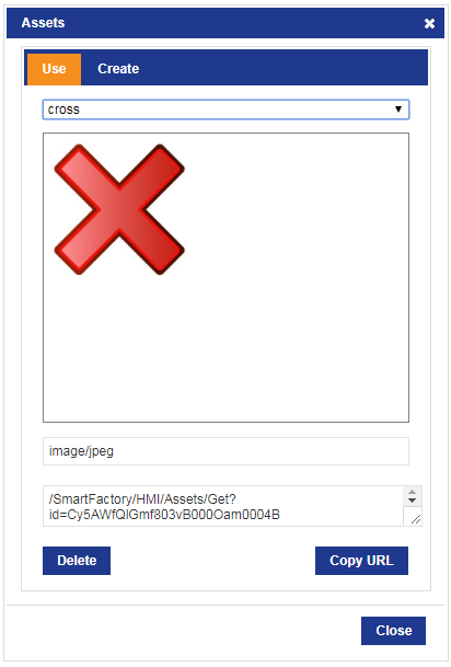 screen shot of Assets dialog for using a new asset